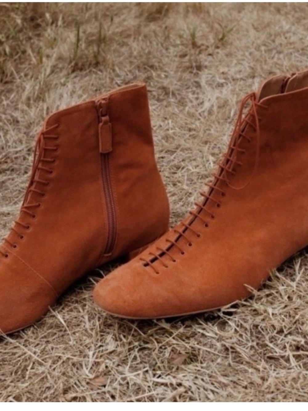 DÔEN Victoriana Suede Lace-Up Ankle Boots in Victorian low heel Pecan tan 38.5 - Picture 15 of 16